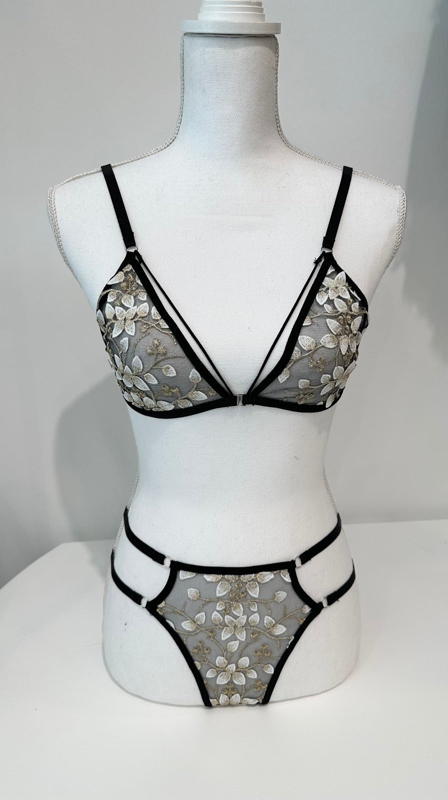 Black and Gold Lingerie Set for Stella Vasilantonakis + George Pagonis Bridal Registry - LE EL New York