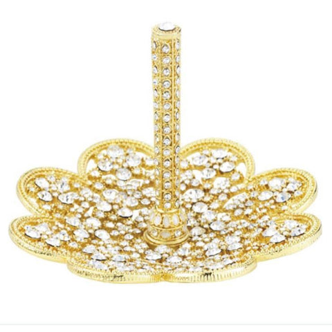 Gold Princess Ring Stand With Crystals - LE EL New York